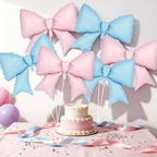 YOTHORN 6 Pcs Pink & Blue Bow Balloons – 38-Inch Foil Party Decorations
