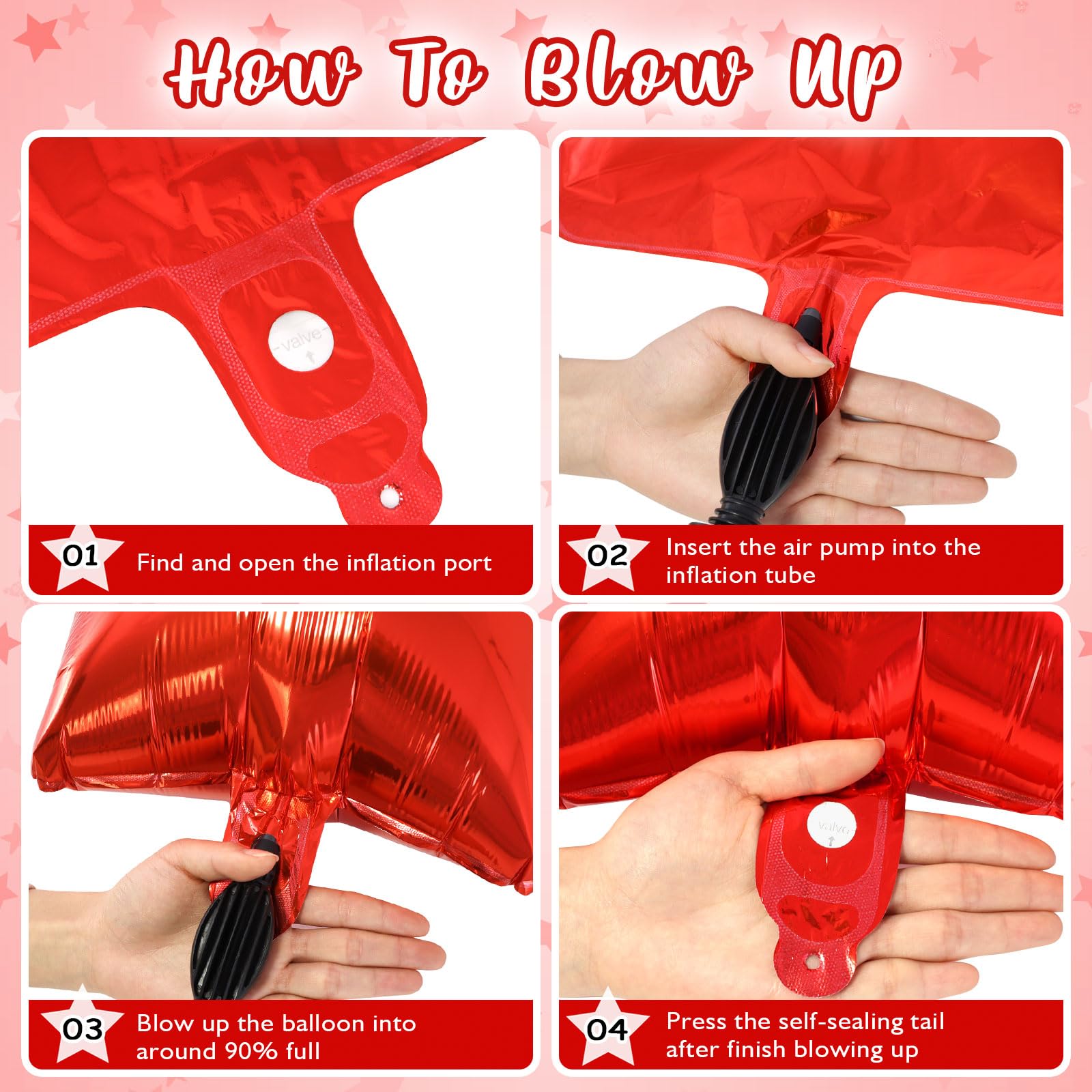 YOTHORN 50 Pcs Red Star Foil Balloons - 10in Mylar Star Balloons for Parties