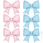 YOTHORN 6 Pcs Pink & Blue Bow Balloons – 38-Inch Foil Party Decorations