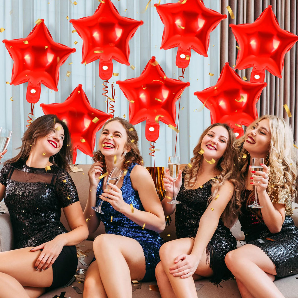 YOTHORN 50 Pcs Red Star Foil Balloons - 10in Mylar Star Balloons for Parties