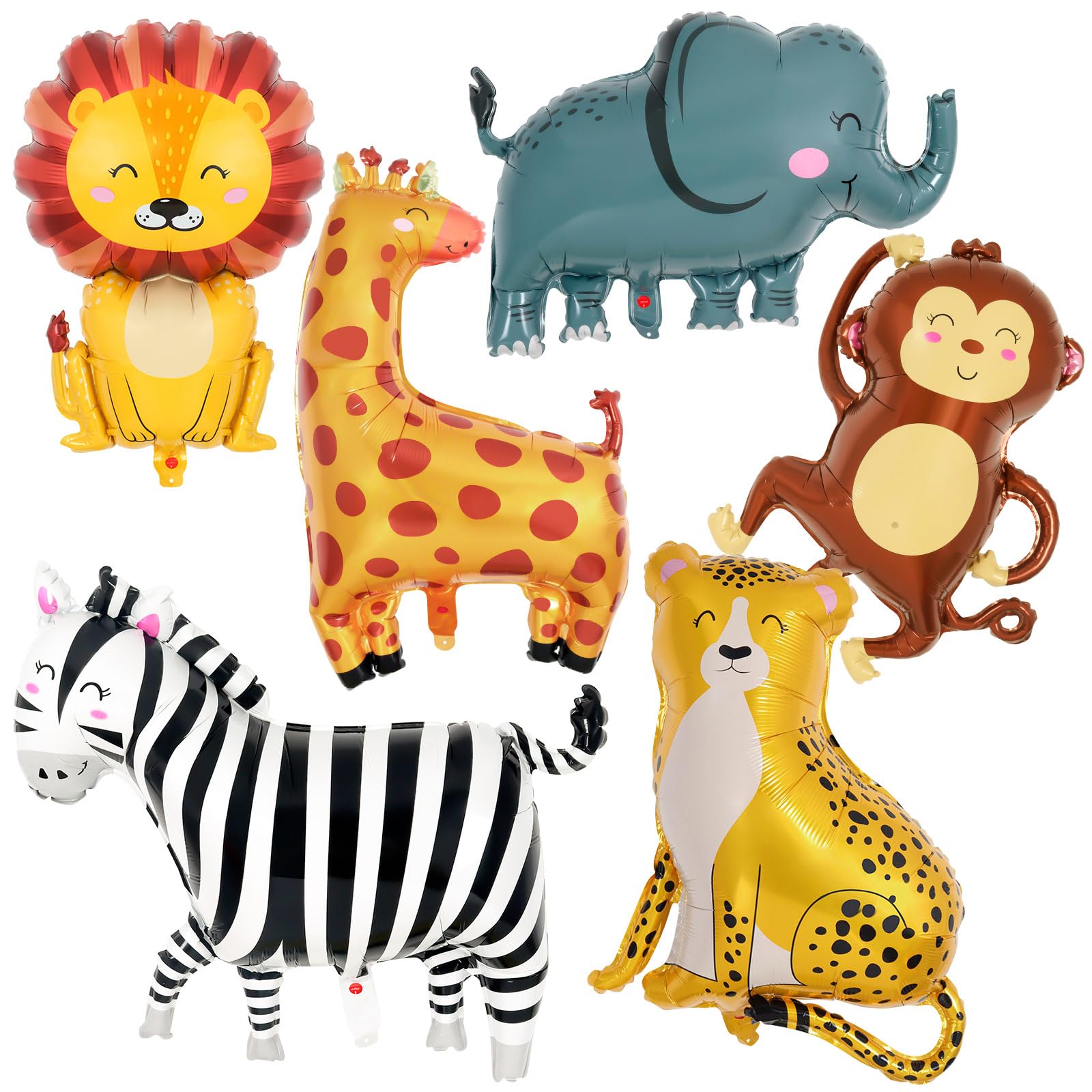 YOTHORN 6 Pcs Safari Balloons – Jungle Animal Foil Balloons for Zoo Theme Birthday Parties