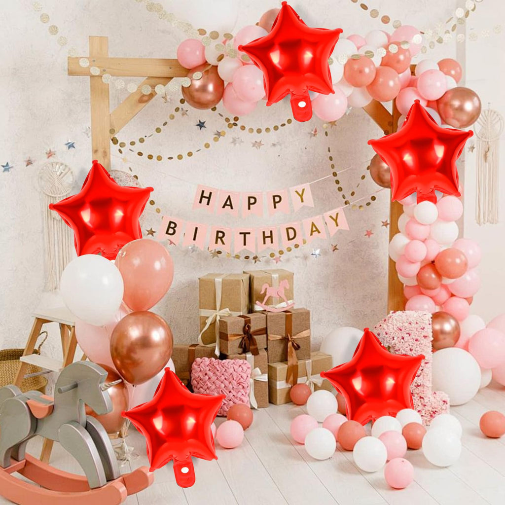 YOTHORN 50 Pcs Red Star Foil Balloons - 10in Mylar Star Balloons for Parties