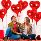 YOTHORN 12 Pcs Red Heart Balloons – 18-Inch Foil Hearts for Parties