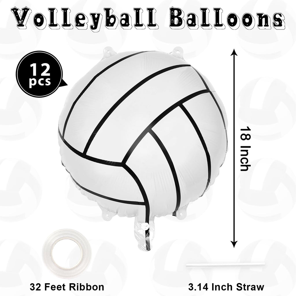 YOTHORN 12 Pcs Volleyball Foil Balloons - 18 Inch Party Decor