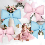 YOTHORN 6 Pcs Pink & Blue Bow Balloons – 38-Inch Foil Party Decorations