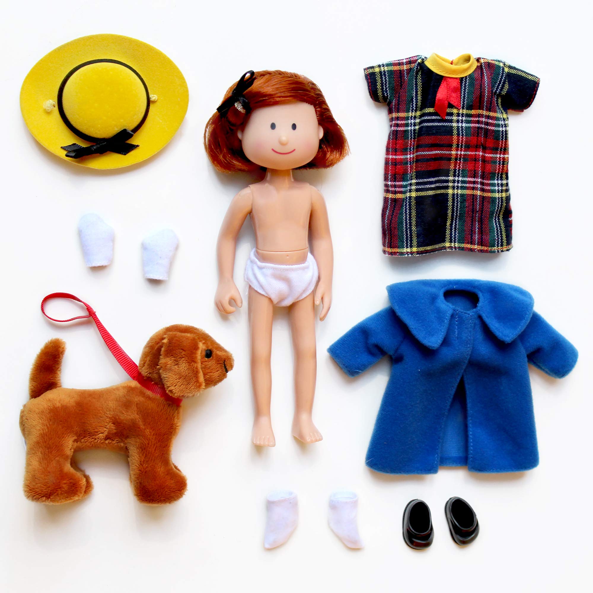 YOTTOY Madeline Collection: Poseable 8” Madeline Doll + Genevieve Soft Toy in Take-Along Box