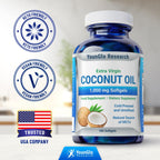 YounGlo Coconut Oil 1000 mg - Cold-Pressed Organic Extra Virgin, 180 Vegan Softgels (Pack of 2)