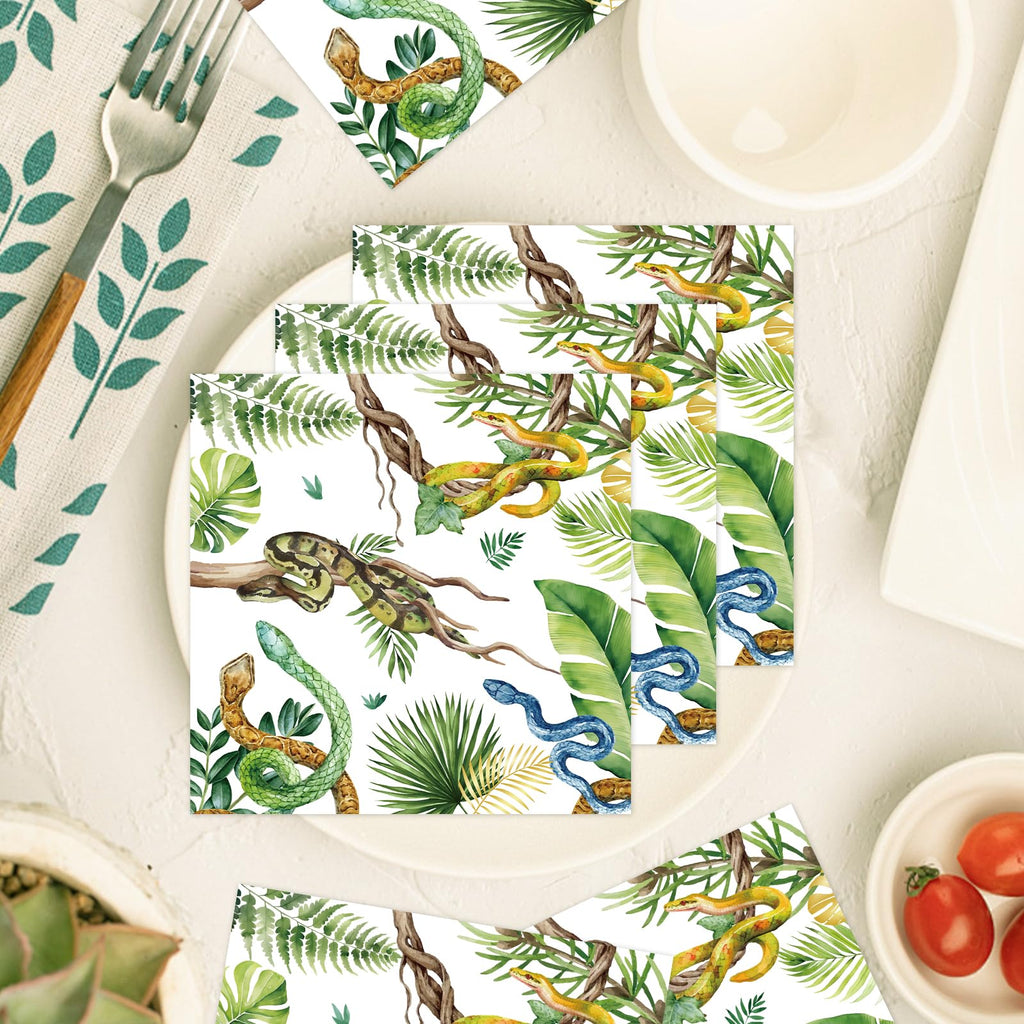 Yoyuspy Snake Birthday Party Napkins – 50-Pcs for Jungle Safari Theme