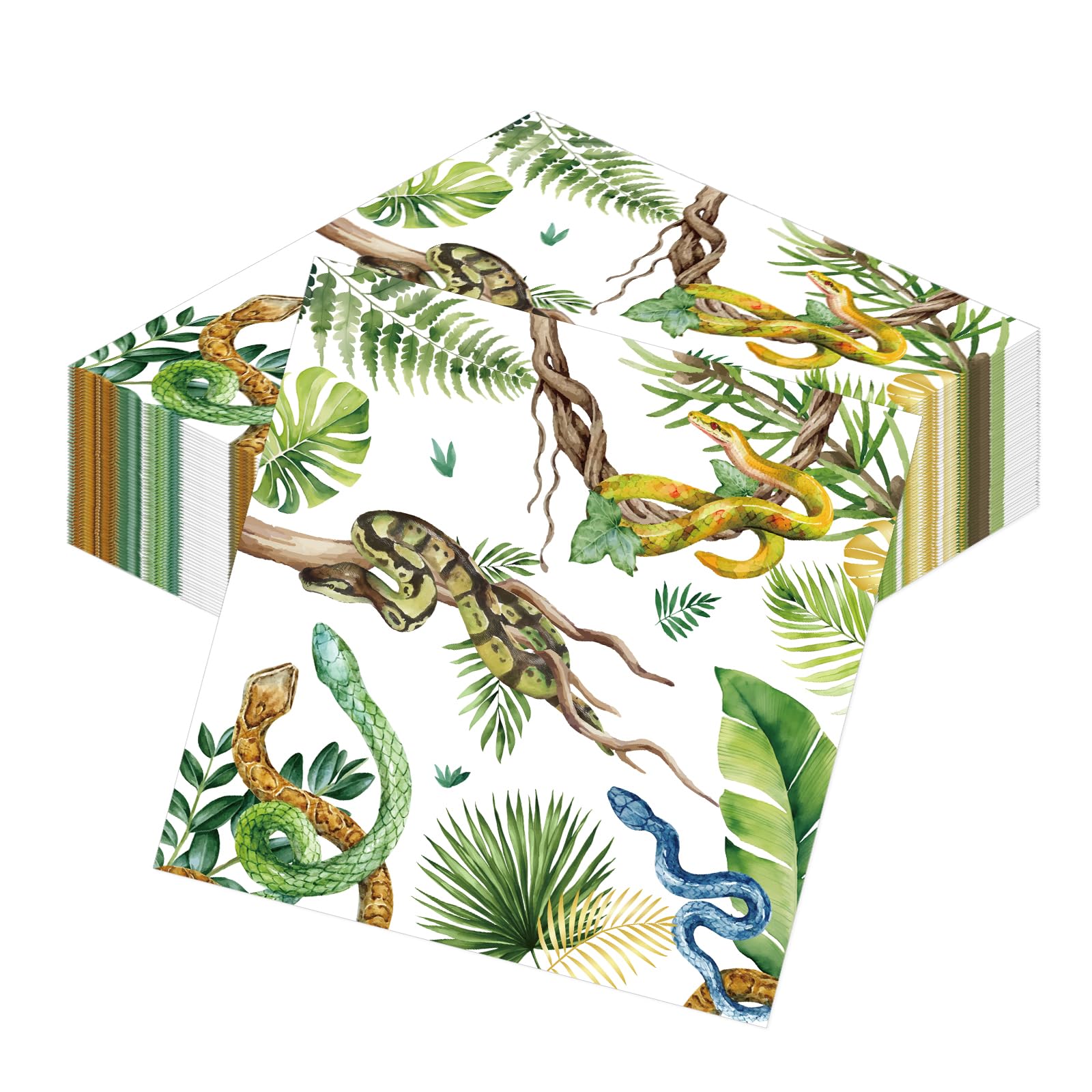 Yoyuspy Snake Birthday Party Napkins – 50-Pcs for Jungle Safari Theme