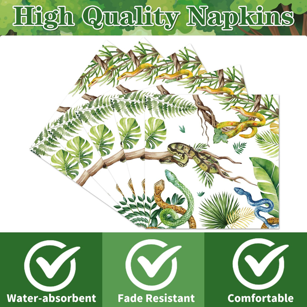 Yoyuspy Snake Birthday Party Napkins – 50-Pcs for Jungle Safari Theme