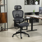 HOMCOM Executive Office Chair, Ergonomic Mesh High Back Desk Chair with Lumbar Support, Reclining Function, Swivel Computer Chair with 3D Armrest, Headrest, Footrest, Black