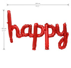YPSelected 16 Inch Hanging Birthday Banners – 3D Silver Foil Script Letters (Red)