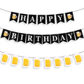 YQQYG Beer Birthday Decorations – Banner & Mug Pennants for Beer Parties