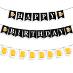 YQQYG Beer Birthday Decorations – Banner & Mug Pennants for Beer Parties