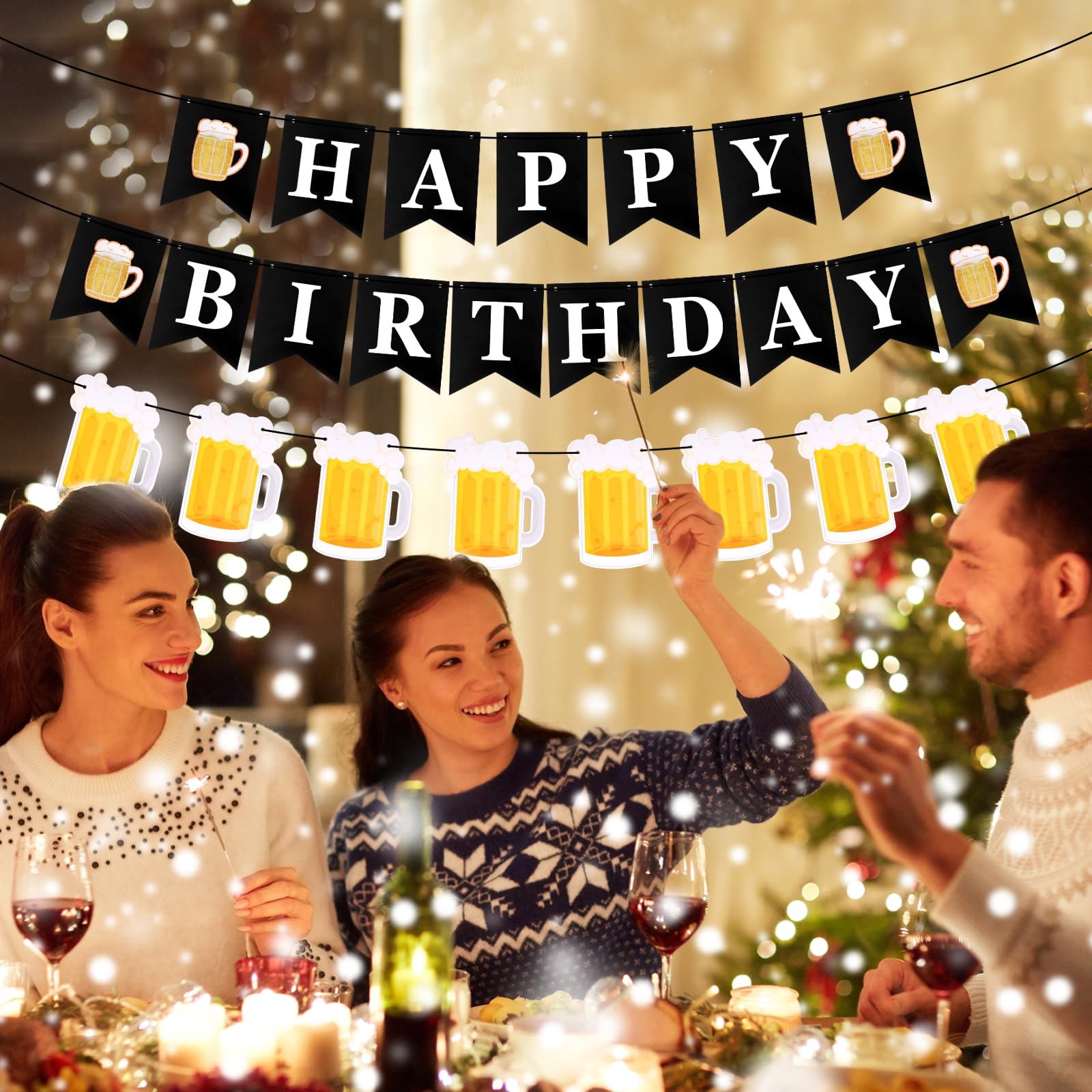 YQQYG Beer Birthday Decorations – Banner & Mug Pennants for Beer Parties