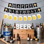 YQQYG Beer Birthday Decorations – Banner & Mug Pennants for Beer Parties