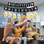 YQQYG Beer Birthday Decorations – Banner & Mug Pennants for Beer Parties