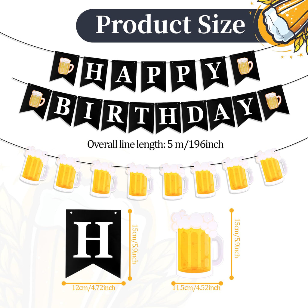 YQQYG Beer Birthday Decorations – Banner & Mug Pennants for Beer Parties