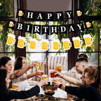 YQQYG Beer Birthday Decorations – Banner & Mug Pennants for Beer Parties