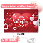 YQUQWN Happy Valentine's Day Banner 72x44 Inch Backdrop for Photography & Party Decor