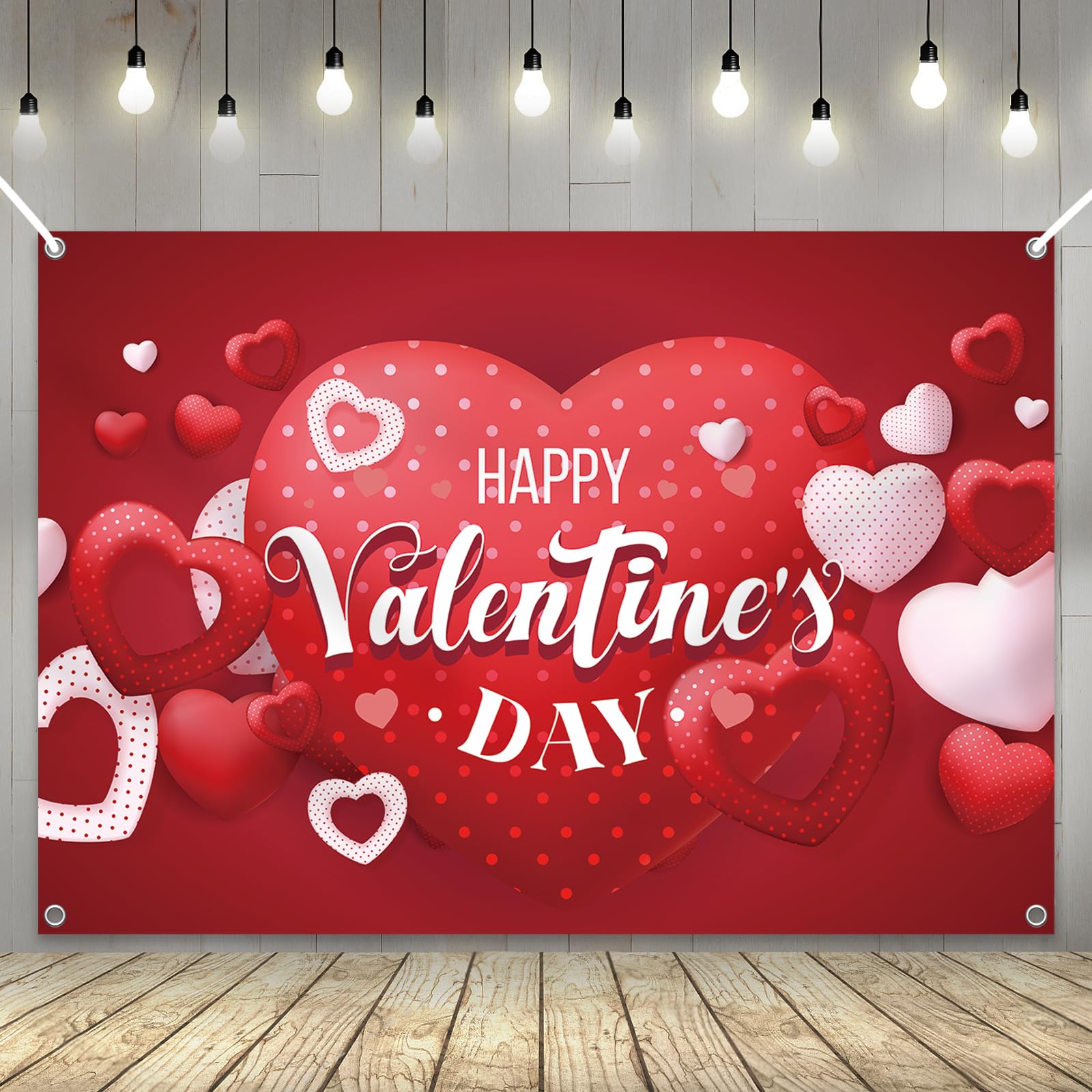 YQUQWN Happy Valentine's Day Banner 72x44 Inch Backdrop for Photography & Party Decor