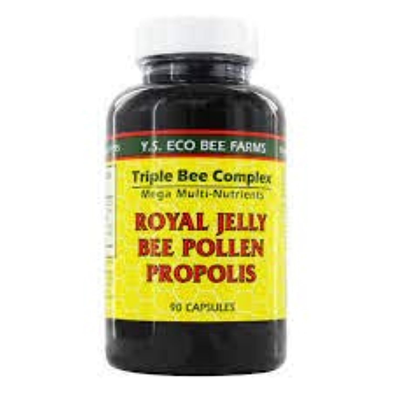 YS Organics Triple Bee Complex – Gelée Royale, Bienenpollen & Propolis – 90 Kapseln – 2er-Pack