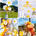 YUJUN 11PCS Daisy Balloons Set | Huge White Daisy Foil Mylar Balloons for Baby Shower, Wedding, and Party Decor (43in, 28in, 16in)