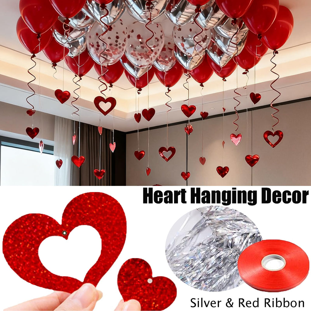 YuLeFang 54pcs Heart Balloons & Love Bear – Valentine Night Decor Set