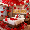 YuLeFang 54pcs Heart Balloons & Love Bear – Valentine Night Decor Set