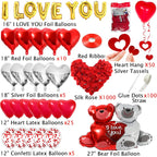 YuLeFang 54pcs Heart Balloons & Love Bear – Valentine Night Decor Set