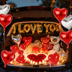 YuLeFang 54pcs Heart Balloons & Love Bear – Valentine Night Decor Set