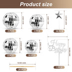 Yumikoo 33PCS Disco Ball Cupcake Topper Set – 70s Disco Party Decor