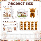 Yuminefeety 38 Pcs Highland Cow Plush Party Favors – 12 Plush, 12 Adoption Cards, 12 Themed Boxes, 1 Adoption Sign & 1 Fence