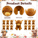 Yuminefeety 38 Pcs Highland Cow Plush Party Favors – 12 Plush, 12 Adoption Cards, 12 Themed Boxes, 1 Adoption Sign & 1 Fence