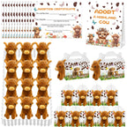 Yuminefeety 38 Pcs Highland Cow Plush Party Favors – 12 Plush, 12 Adoption Cards, 12 Themed Boxes, 1 Adoption Sign & 1 Fence