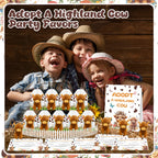 Yuminefeety 38 Pcs Highland Cow Plush Party Favors – 12 Plush, 12 Adoption Cards, 12 Themed Boxes, 1 Adoption Sign & 1 Fence