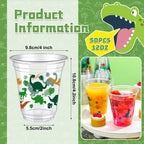Yuxung 50 Pcs 12 oz Dinosaur Party Cups – Green Dino Tumblers for Kids