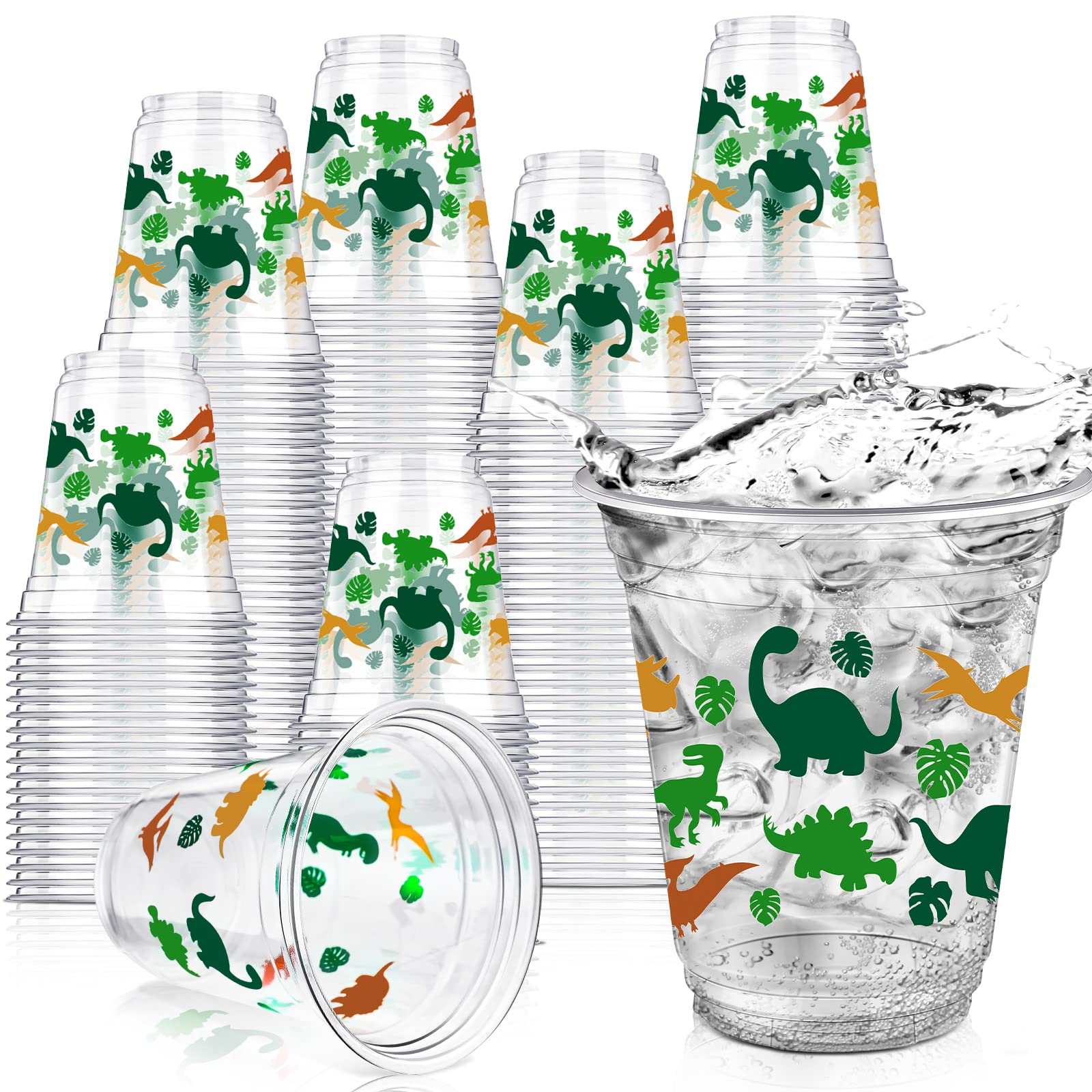 Yuxung 50 Pcs 12 oz Dinosaur Party Cups – Green Dino Tumblers for Kids
