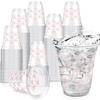 Yuxung Pink Bow Cups - 50-Pack, 12 oz Plastic Tumblers for Birthday & Party
