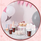 Yuxung Pink Bow Cups - 50-Pack, 12 oz Plastic Tumblers for Birthday & Party