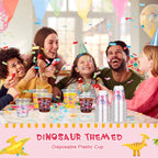 Yuxung 50 Pcs Dinosaur Birthday Party Cups – 12 oz Pink Dino Theme Tumblers