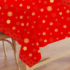YVAINE 3-Piece Chinese New Year Tablecloth – Red & Gold Disposable Plastic Table Cover for Spring Festival 2026