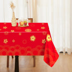 YVAINE 3-Piece Chinese New Year Tablecloth – Red & Gold Disposable Plastic Table Cover for Spring Festival 2026