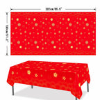 YVAINE 3-Piece Chinese New Year Tablecloth – Red & Gold Disposable Plastic Table Cover for Spring Festival 2026