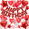 YWWSNSE Red Birthday Decorations — 3D Foil Banner, Balloons & Swirls Set