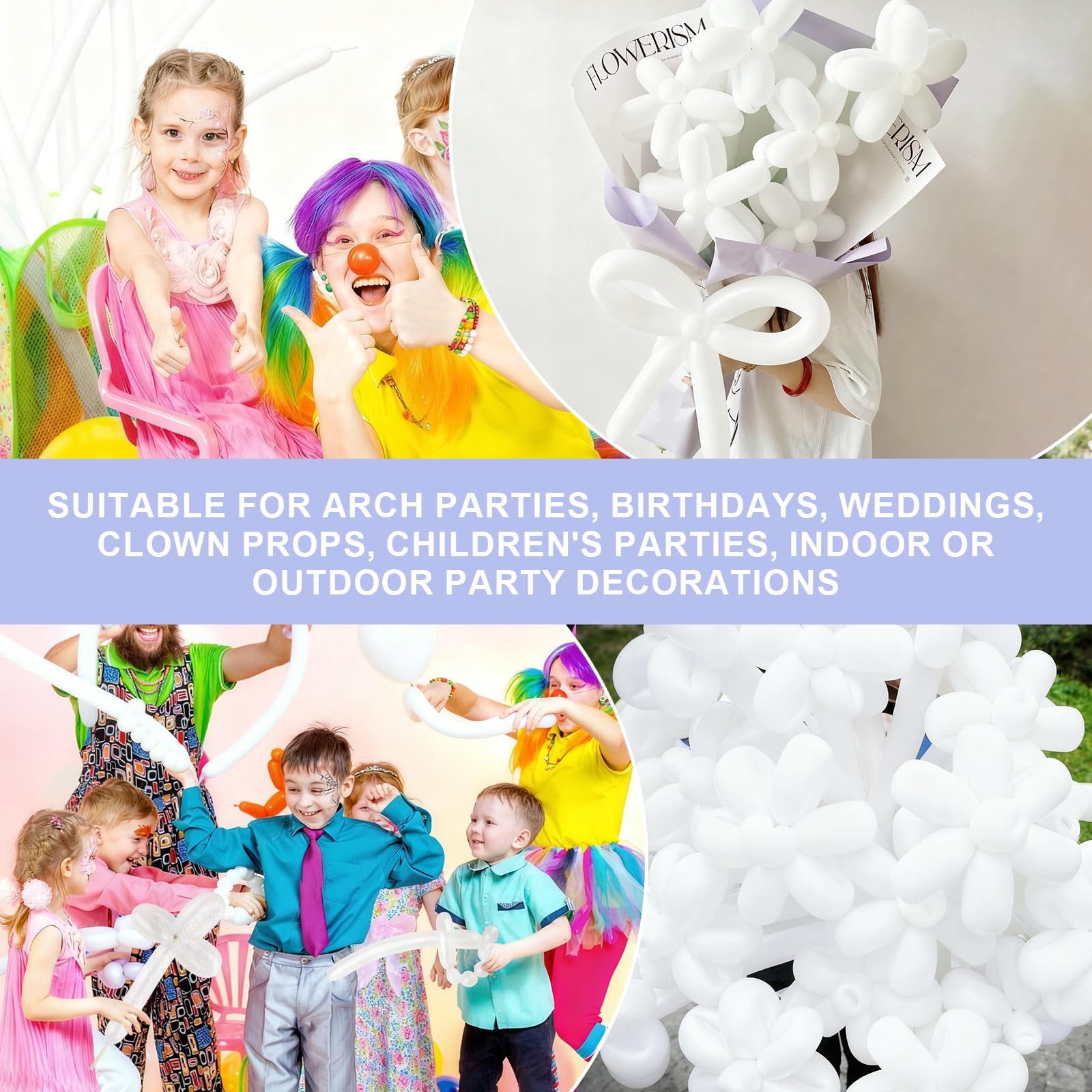 YXYL 260 White Long Balloons – 100 PCS Premium Latex for Animal Twisting & Party Decor