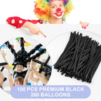 YXYL 260 Balloons Black – Premium Long Skinny Latex Balloons for Animal Twisting & Party Decor