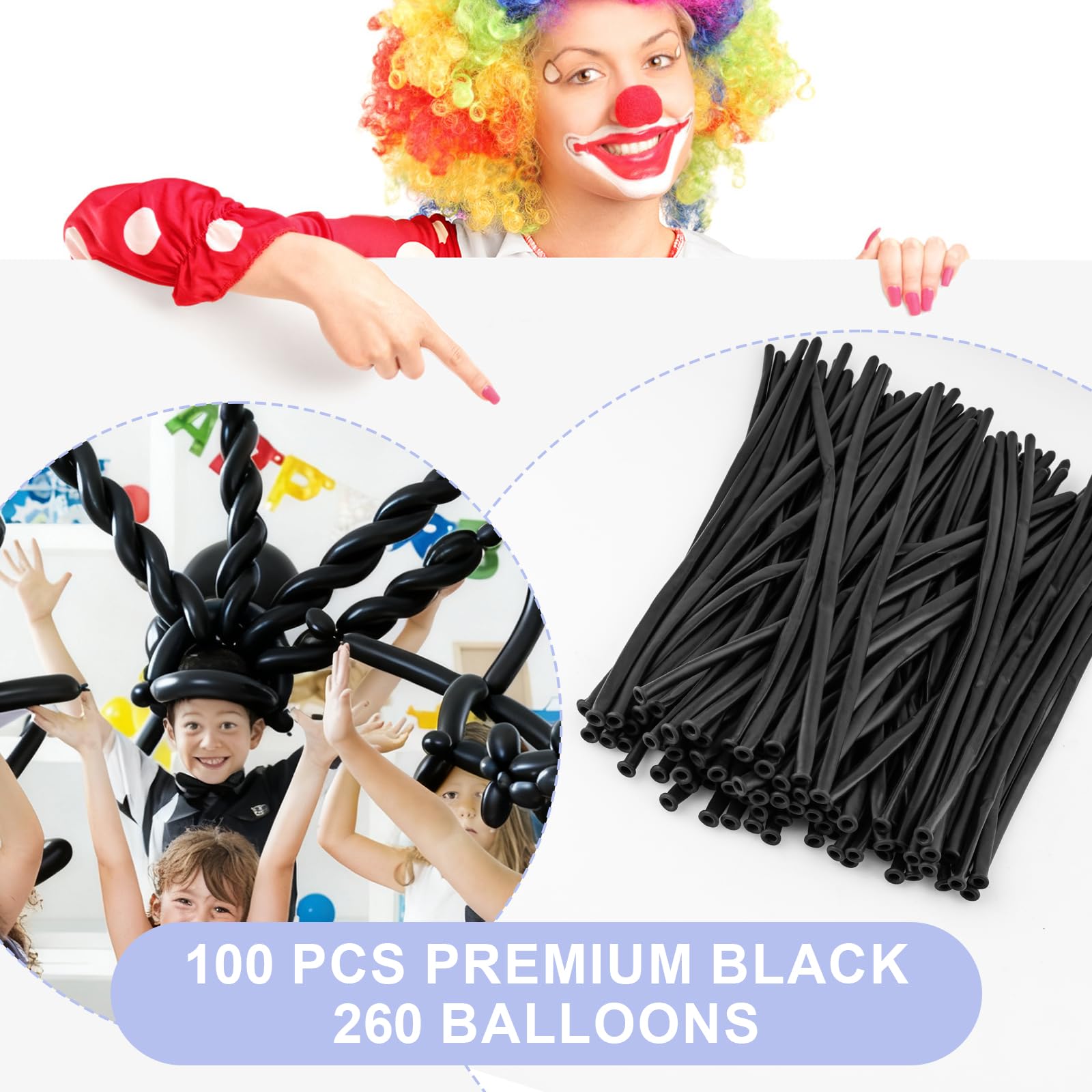 YXYL 260 Balloons Black – Premium Long Skinny Latex Balloons for Animal Twisting & Party Decor