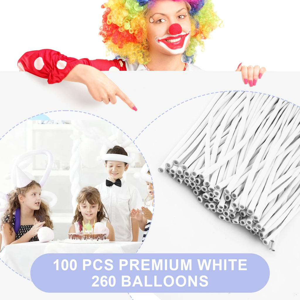 YXYL 260 White Long Balloons – 100 PCS Premium Latex for Animal Twisting & Party Decor