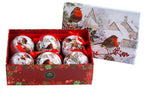 Christmas Robin Baubles in a Keepsake Box  Set of 6